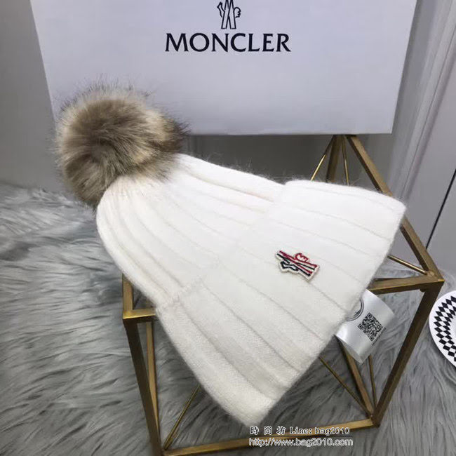 MONCIER蒙口 專櫃新品 原版高端狐狸毛球羊毛+兔絨 時尚百搭針織帽 LLWJ7892